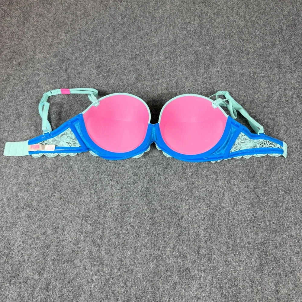 Victoria's Secret PINK Wear Everywhere Multi-Way Strapless Lace Bra Mint 34D